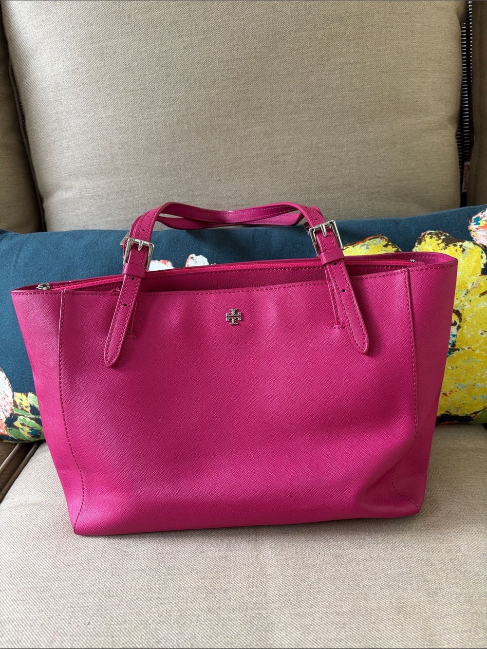 Tory Burch Bright Fuchsia Leather Tote